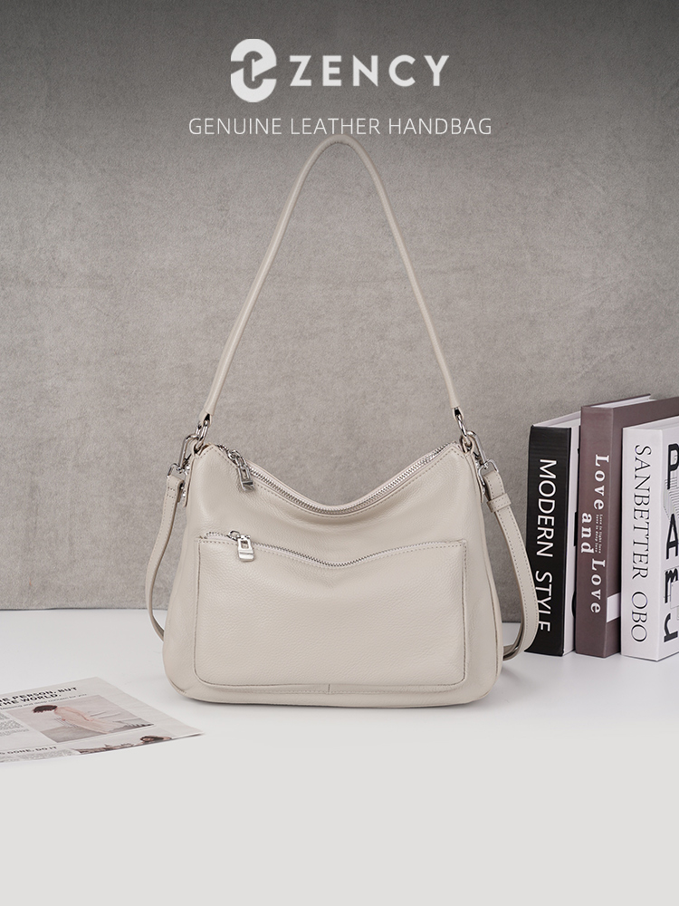 Women Bags Grey - Женская сумка Zency из воловьей кожи,