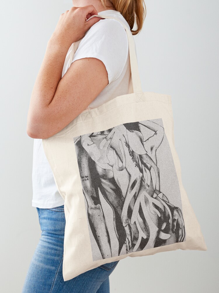 Women Bags Grey - Сумка-шоппер с черно-белым/серым градиентным рисунком обнаженной