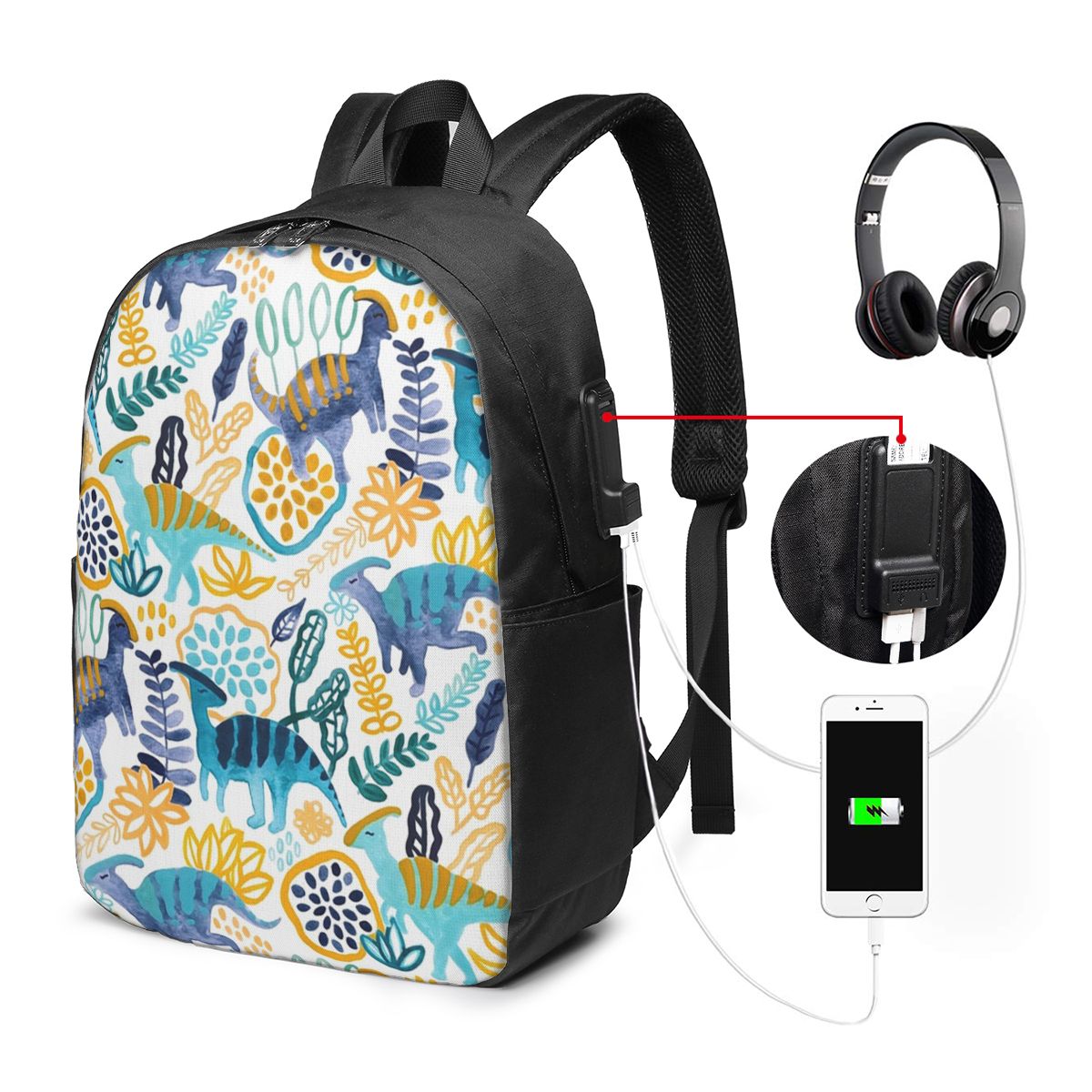 Women'S Bag - Рюкзак Gouache Parasaurolophuses, дорожная сумка для